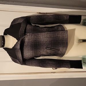 ALC Women's 6 Wool Cashmere Moto Leather Black Gray Full Zip Jacket